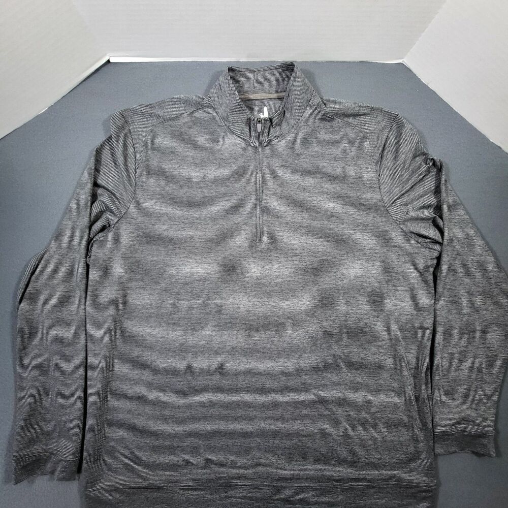 johnnie-O 1/4 Zip Pullover Mens 2XL Black Gray Striped Performance Golf Big Tall